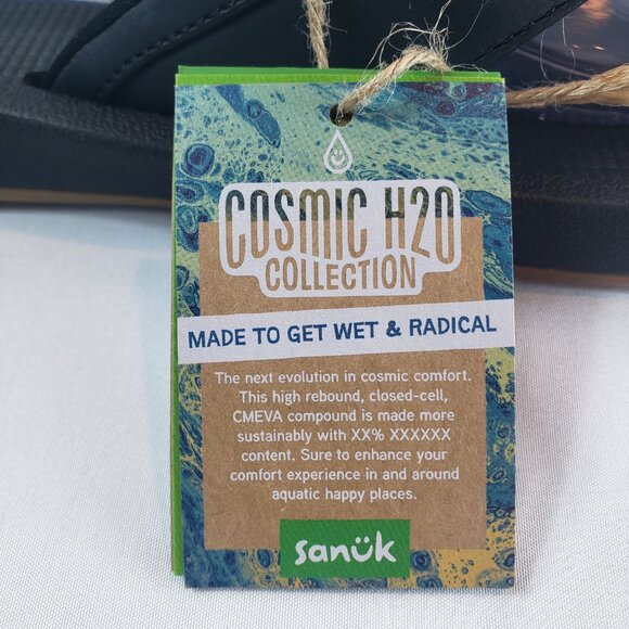 New Sanuk Womens Cosmic Aquarius H2O Black Flip Flops - Picture 9 of 11